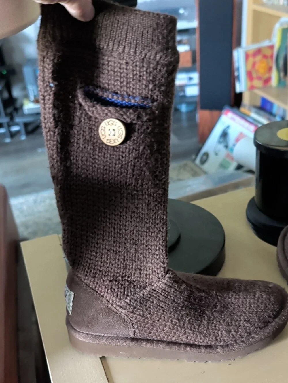 UGG Kids Brown Knit Button Boots